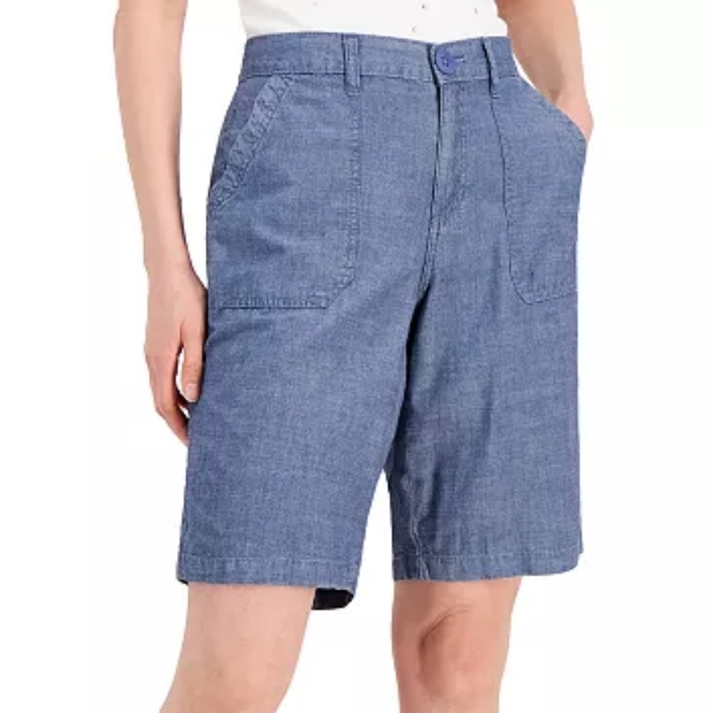 KAREN SCOTT Chambray Denim Bermuda Shorts